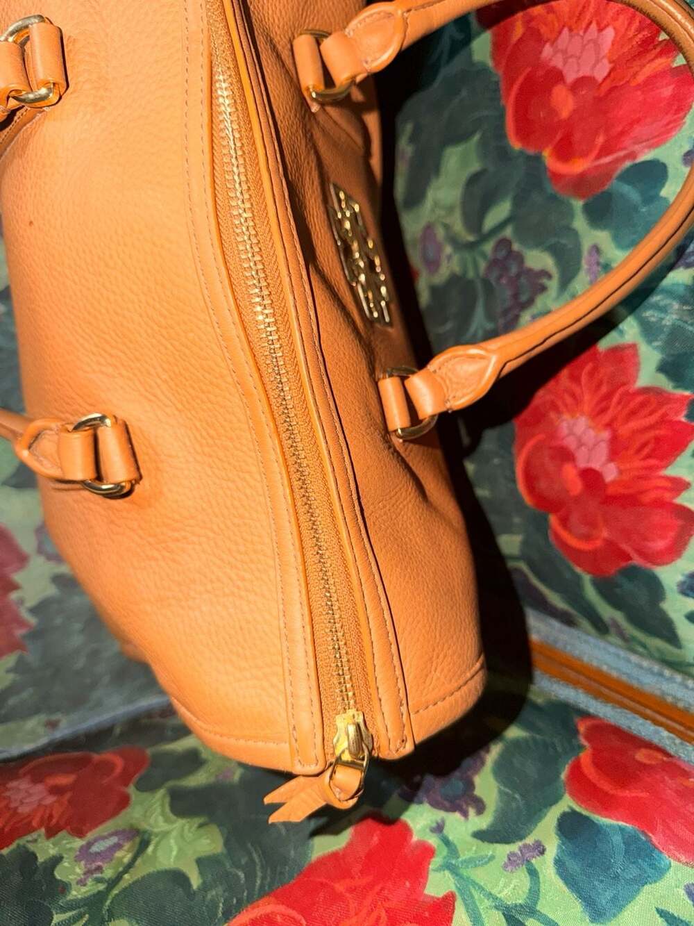 Tory Burch Pebble Leather Zip Satchel Handbag - Picture 5 of 8